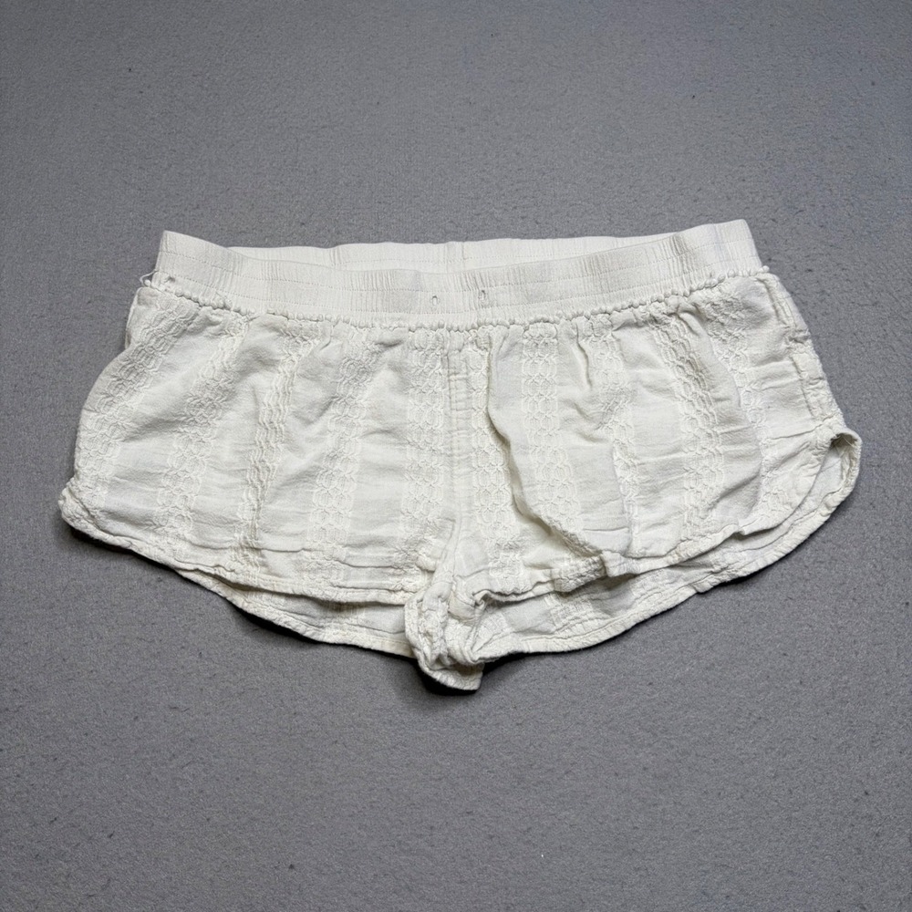Victoria's Secret Pajama Shorts‎ Womens S White Y2K Eyelet Lace Pom Pom Trim